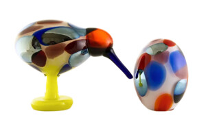 Oiva Toikka for Iittala Glass Jeweled Kiwi Bird and Egg