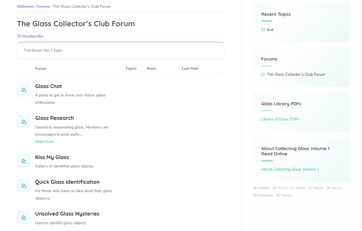 The Glass Collector's Club is a forum for glass enthusiasts from beginner to expert.