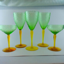 Bi-Color Vaseline Pukeberg Turkey Tracks Royal Fan Uranium Glass